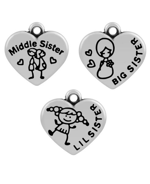 5pc -Stainless Steel sister Charms