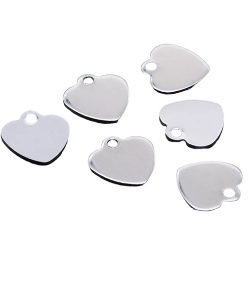 10pc - 316 Stainless Steel Heart Blank Charms C31