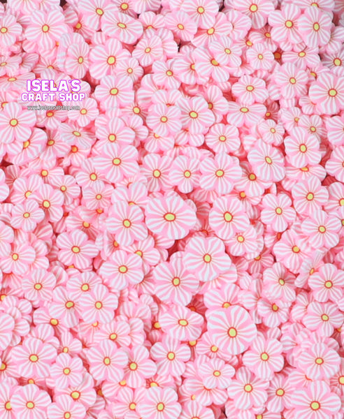 10gram -Pink Daisy Flower Fruit Slices Polymer Clay C9