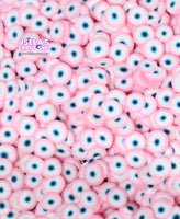 10gm -Pink Evil eye Polymer Clay Slices C3