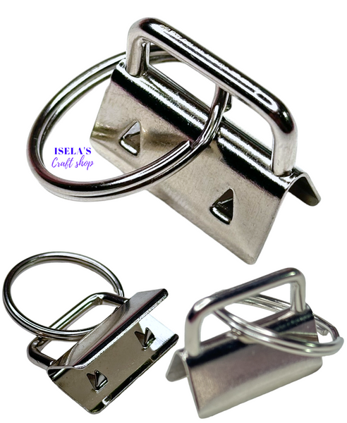 10pc - Silver Key Fob Hardware 1 Inch (25mm)