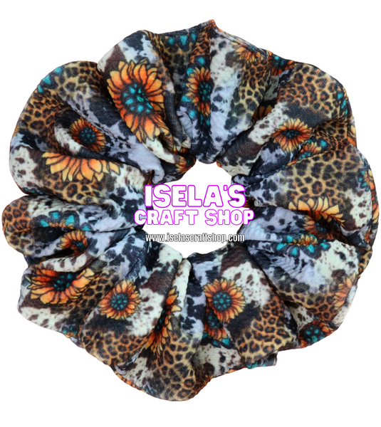 New Handmade Oversized Sunflower /cow Scrunchie