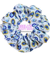 "New Handmade Oversized Evil eye Print Scrunchie"