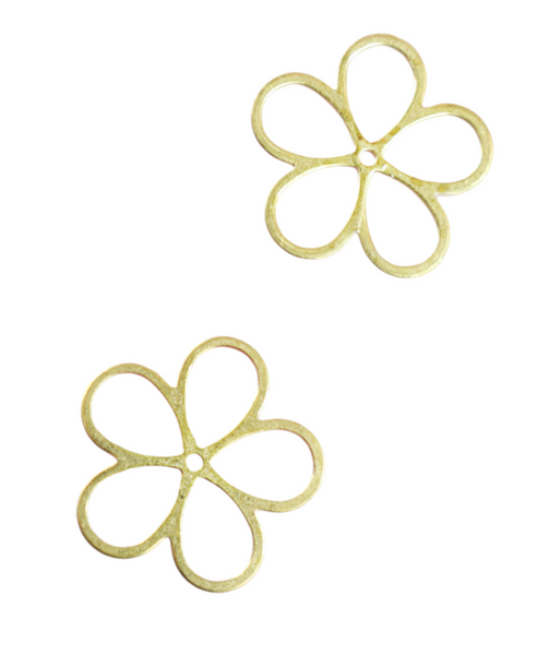 5pc -RAW BRASS, flower charms C35