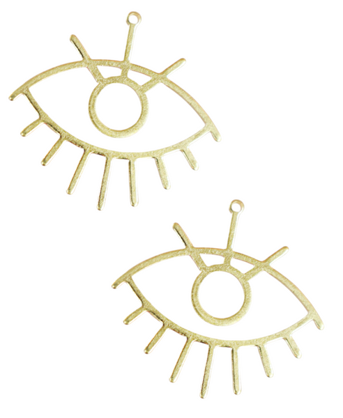 4pc -RAW BRASS, Eye Earring charms