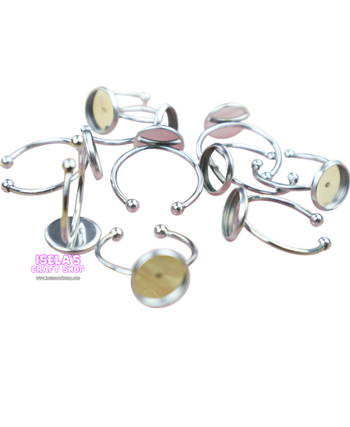 10pc Stainless Steel  Adjustable Ring Settings Blank Base