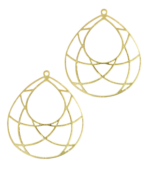 4pc -RAW BRASS, Earring Findings