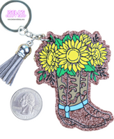 Boot Acrylic Glitter Keychain With Tassel