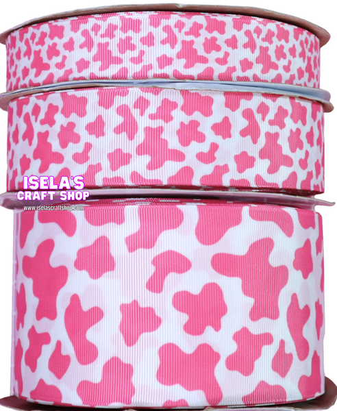 New High quality Pink Cow Print  ribbon 7/8" ,1.5" or 3"inch