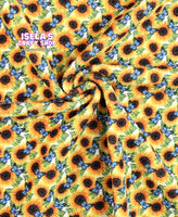 Sunflower Butterfly Printed Bullet Liverpool Fabric L101