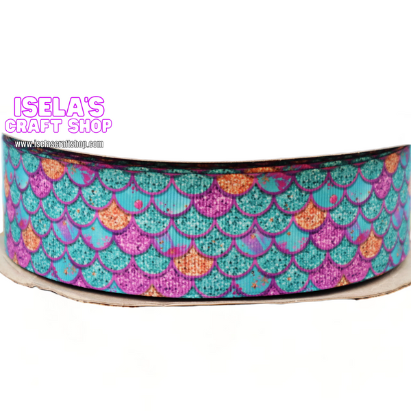 3Yards-Mermaid Scales Ribbon-Size 1.5" 38mm-R417