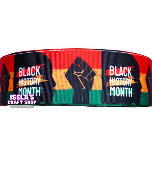 3yards -New High Quality Black History Month Ribbon-Size 1.5" 38mm-R734