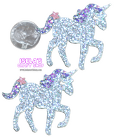 2pc Unicorn Applique | 2.5" Padded Glitter Felt E5