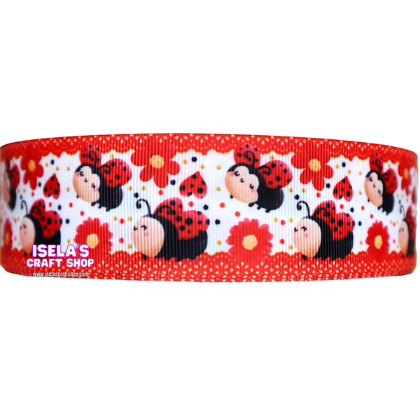 High Quality Lady bug Ribbon 7/8" or 1.5"