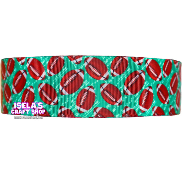 Football Ribbon Size 7/8" Or 1.5"