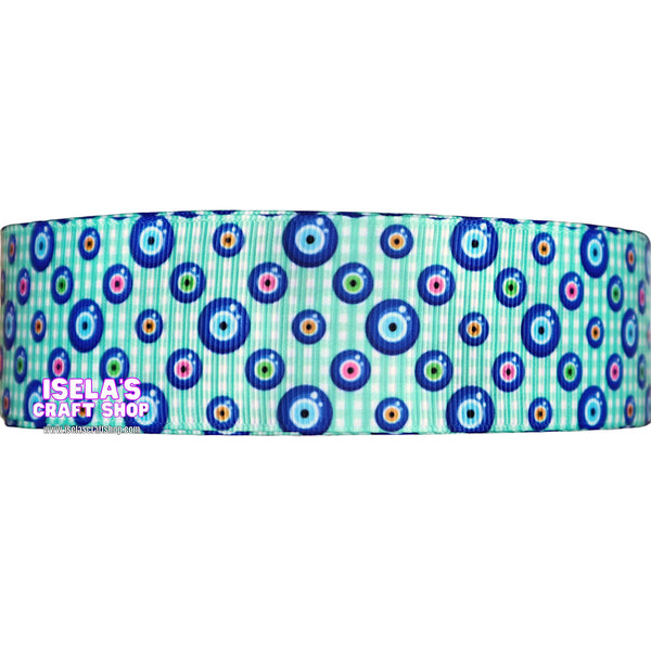 High Quality Evil Eye Ribbon 7/8" or 1.5"