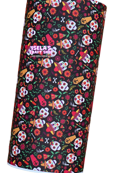 New 1pc Sugar Skull Faux Leather Sheet F