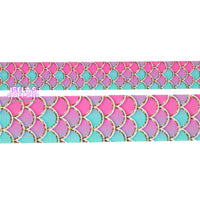 3yards -Mermaid Scales Printed Ribbon Size-7/8" or 1.5