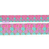 3yards -Mermaid Scales Printed Ribbon Size-7/8" or 1.5