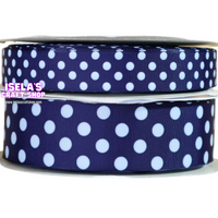 New High Quality Navy Blue Polka Dot Ribbon