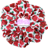 "New Handmade Oversized Rose Print Scrunchie"