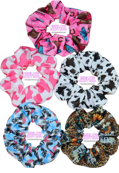 New 5pc Handmade Cow Scrunchie Bundle S25