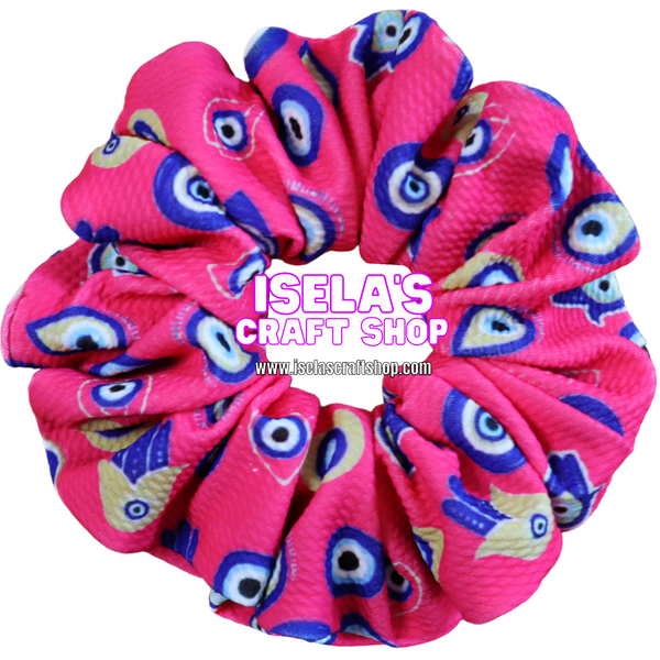 "New Handmade Oversized Evil eye Print Scrunchie" S8