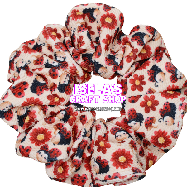 "New Handmade Oversized Lady Bug Print Scrunchie"S23