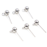 30pc -Stainless Steel Earring Ball Studs | Attached loop